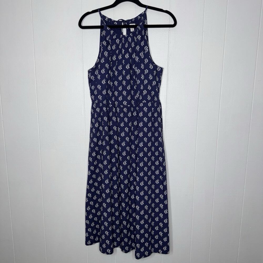 J. Crew Women’s Strappy Poplin Halter Dress Riverbend Blue Floral Size 8